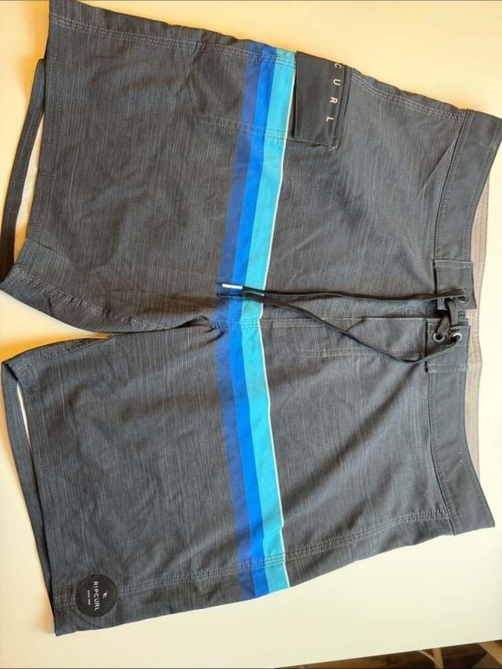 Rip Curl Surf Revival Charcoal Board Shorts with Blue Stripe Accent